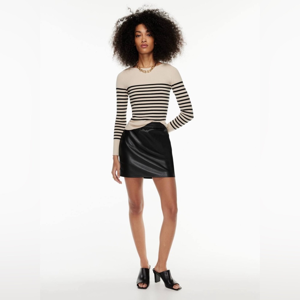 Babaton flags vegan leather black mini skirt size medium